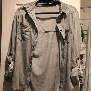 Striped Black & White Button Down Blouse